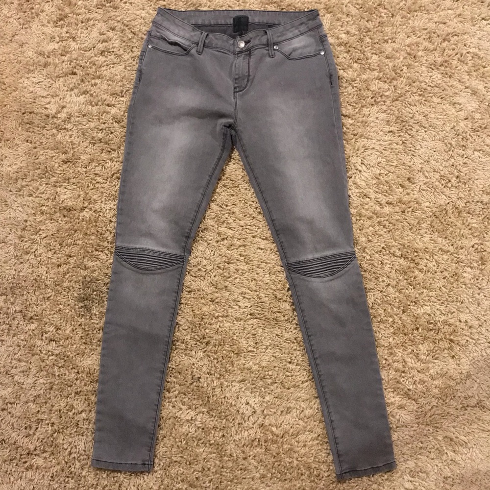 One Last Road Grey Skinny Jeans with Knee Details